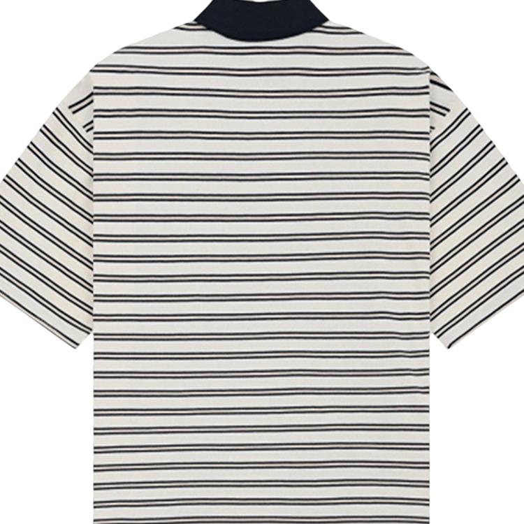 We11done FW26 Small Logo Striped Casual Short Sleeve Polo Shirt Unisex Polo Shirts WD-TT2-26-806-U-NV