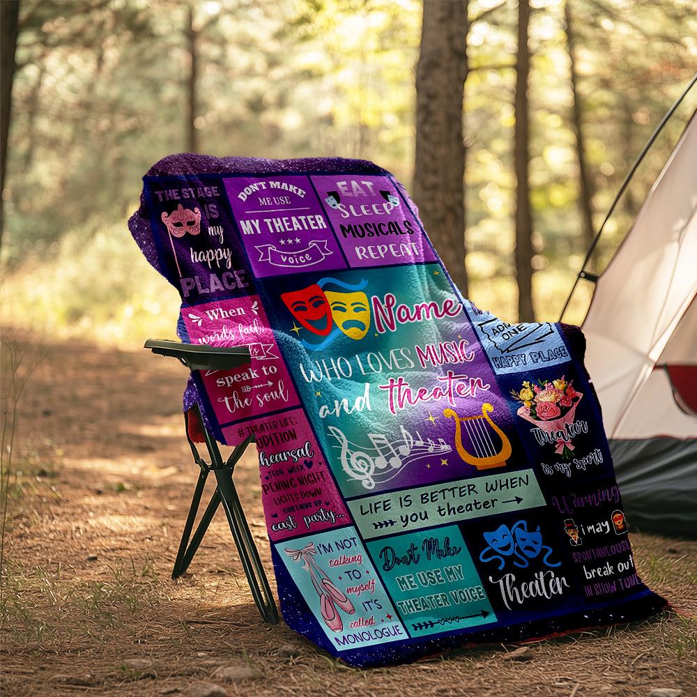 Theater Life Outdoor Customize Your Name Blanket Comfortable Soft Lightweight Multipurpose Blanket For Travel Camping Picnics Sofa Office Bed Living