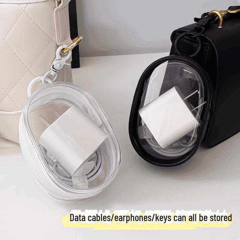 Прозрачный органайзер для путешествий: Защитная сумка для хранения цифровых аксессуаров, наушников, зарядных устройств и кабелей передачи данных.