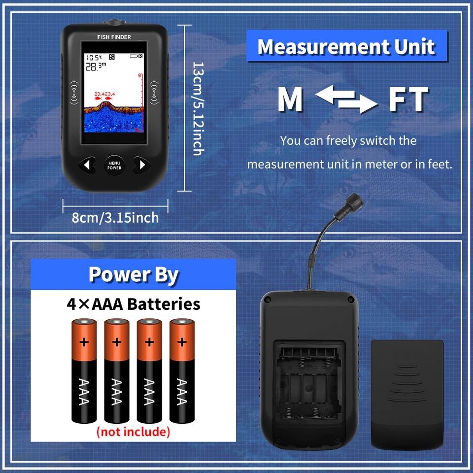 Fish Finders 45 Degrees 100M Portable Sonar for Fishing Echo Sounder Alarm Transducer Lake Sea Fishing Tackle Accessories