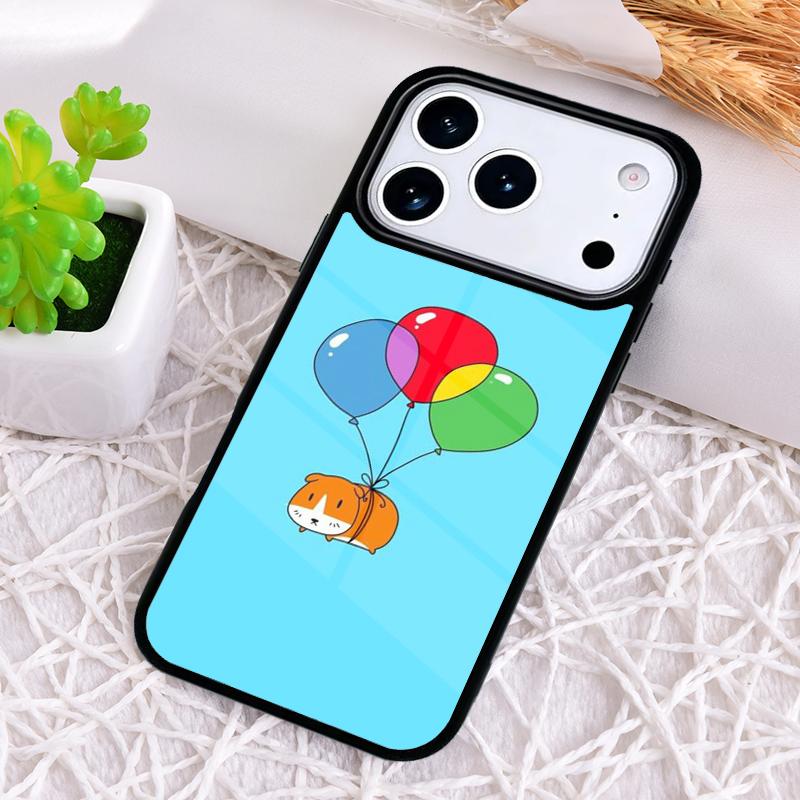 Смешной Чехол для Телефона с Воздушным Шариком и Морской Свинкой для iPhone 17 Air 16 15 11 12 14 13 Pro Max Ударопрочный Чехол