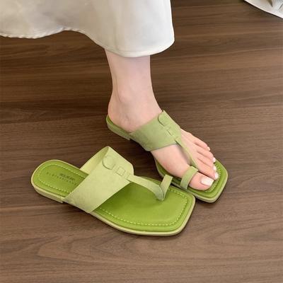 Шлепанцы с пальцем женские летние новые французские нежные сказочные сандалии с пальцем приморский отпуск плоская пляжная обувь