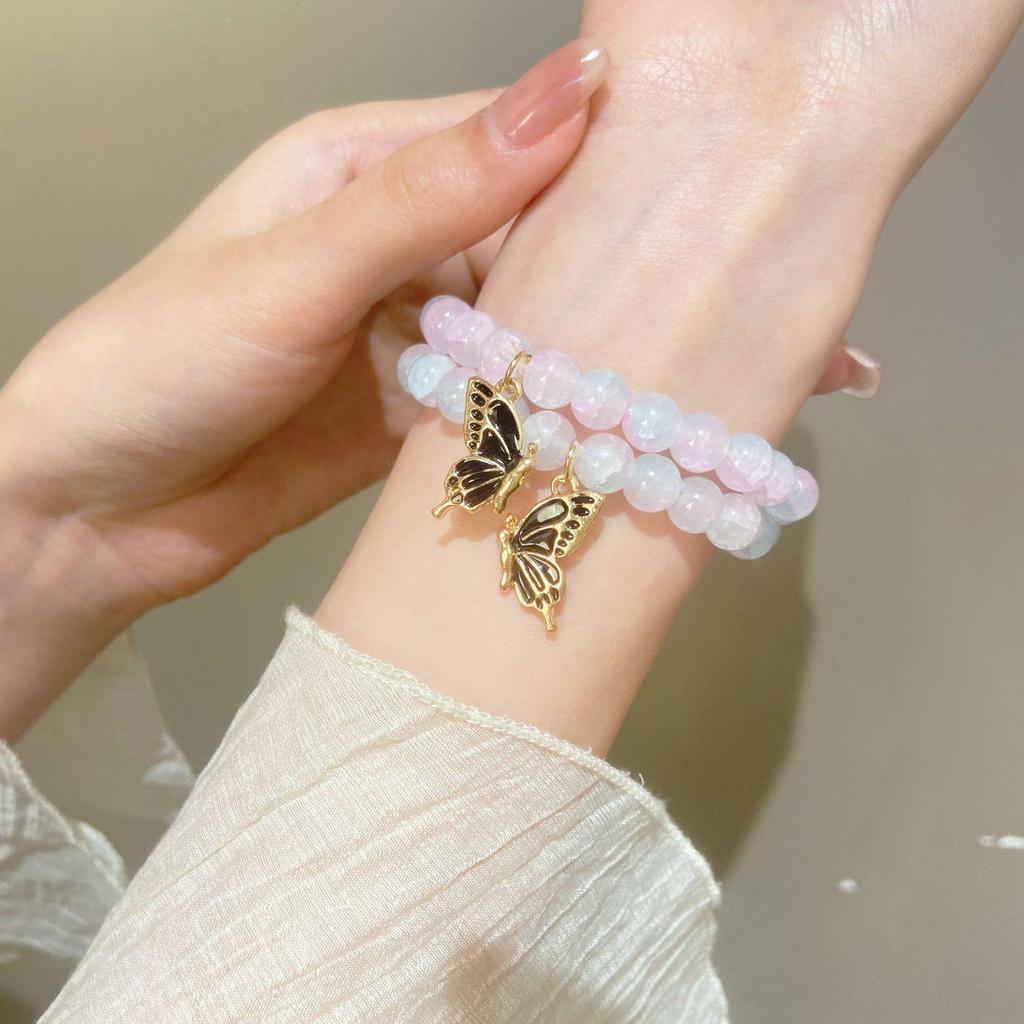 Ретро универсальный браслет Advanced Sense с капельным маслом и бабочкой, украшенный кристаллами и бисером для женщин