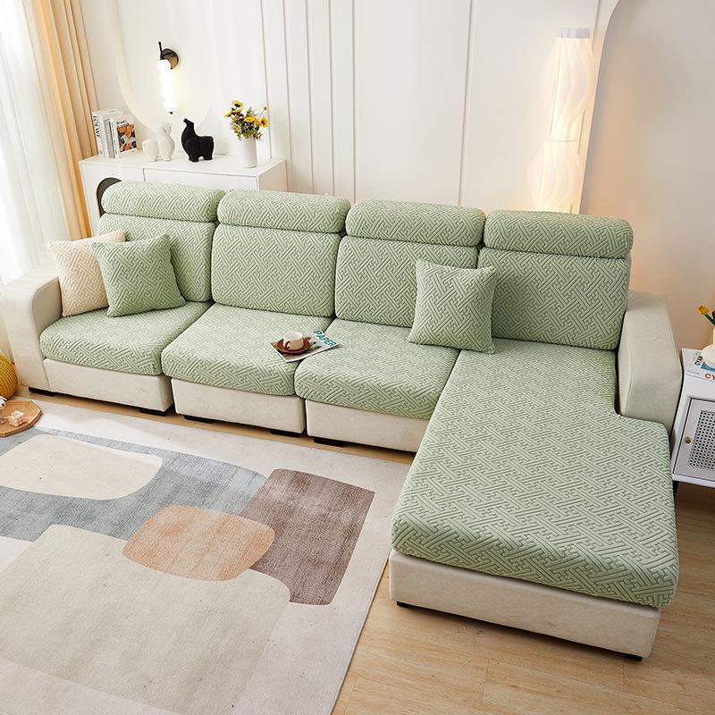 Комплект чехлов для дивана из однотонного нескользящего жаккарда