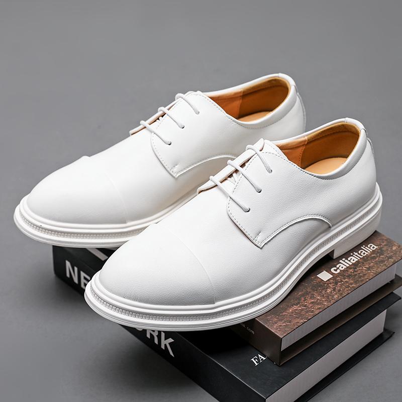 Мода Роскошная Мода Новые Мужские Белые Оксфорды из Лакированной Кожи на Шнуровке Дизайнерская Мужская Формальная Свадебная Обувь для Выпускного Вечера