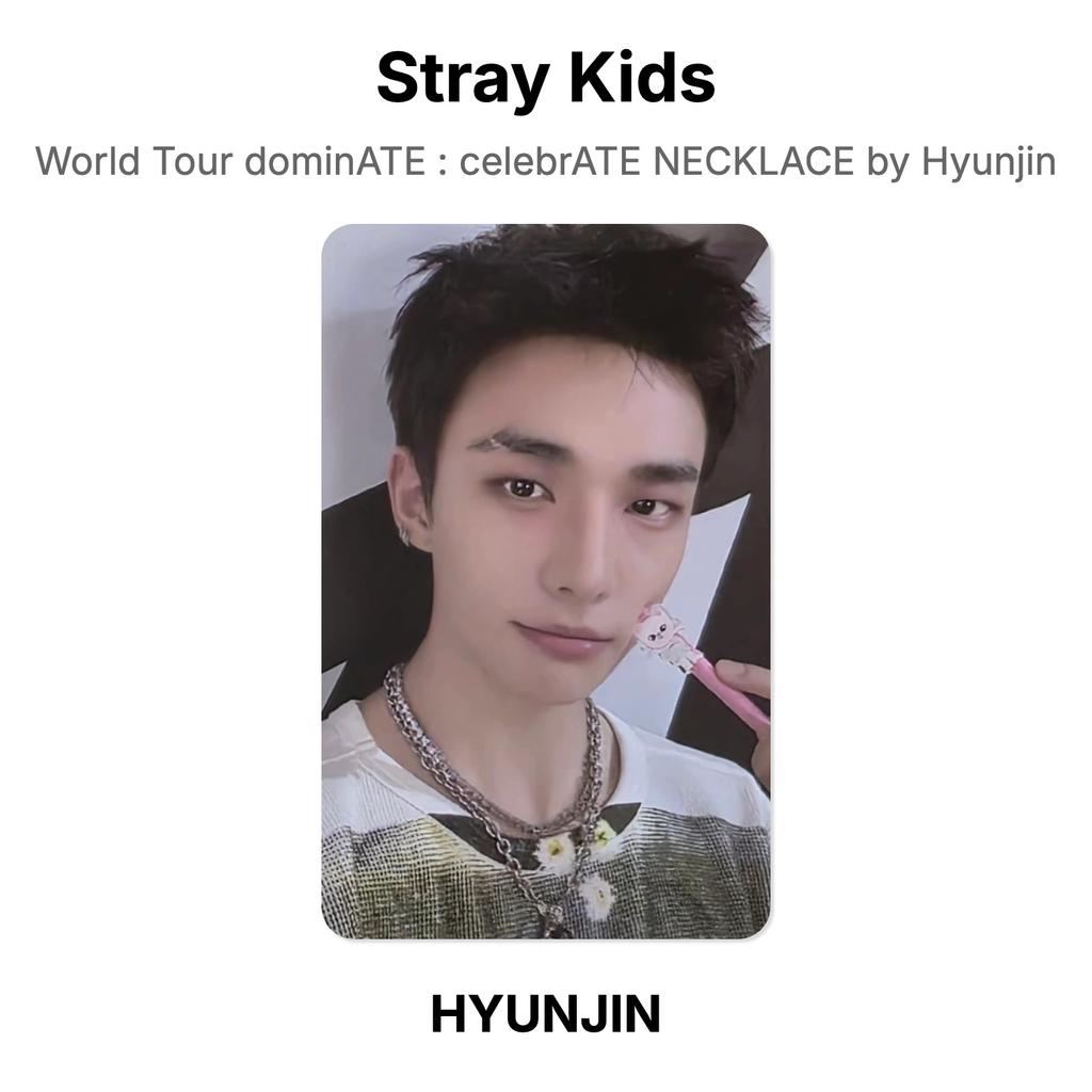 Stray Kids ХЁНДЖИН Мировой тур dominATE : Ожерелье CELEBRATE от Hyunjin Официальная фотокарточка