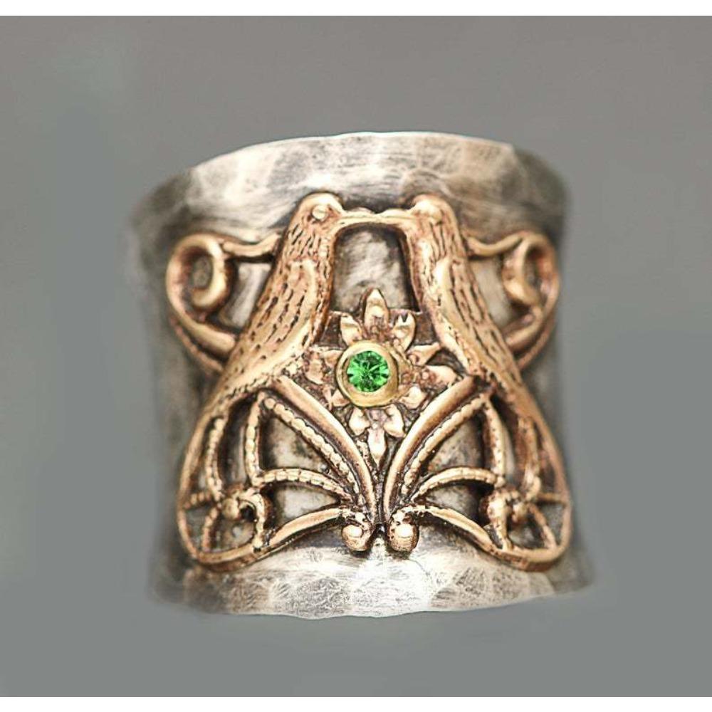 Vintage Carved Gold Dragonfly Ring for Women Exaggerated Bee Bird Magpie Statement Rings