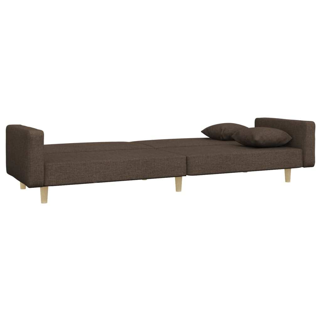 2 Seater Sofa Bed with 2 Cushions Taupe Fabric