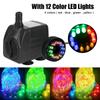 For Garden Aquarium Fish Tank Bird Bath Fountain Ultra-quiet Water Pump Waterproof with 12 LED Light Submersible Fountain