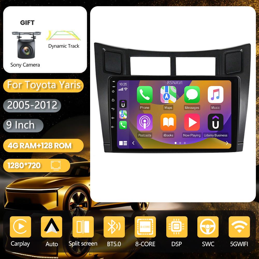 Android 16 pour Toyota Yaris 2005 - 2012 Écran QLED Autoradio Navigation Lecteur Multimédia Carplay Auto Stéréo Vidéo GPS WIFI+4G