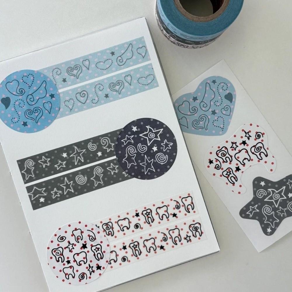 Colored Paper Tape Set Wings Pentagram Hand Account Tape New Stationery Stickers For Scrapbook