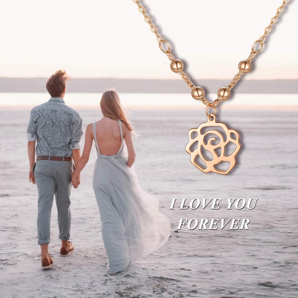 AOBOCO Подвеска-ожерелье в виде цветка розы из 18-каратного розового Простые и популярные роскошные украшения для Идеально подходит в качестве подарка на день рождения или свадьбу Золото. женщины. подарок.