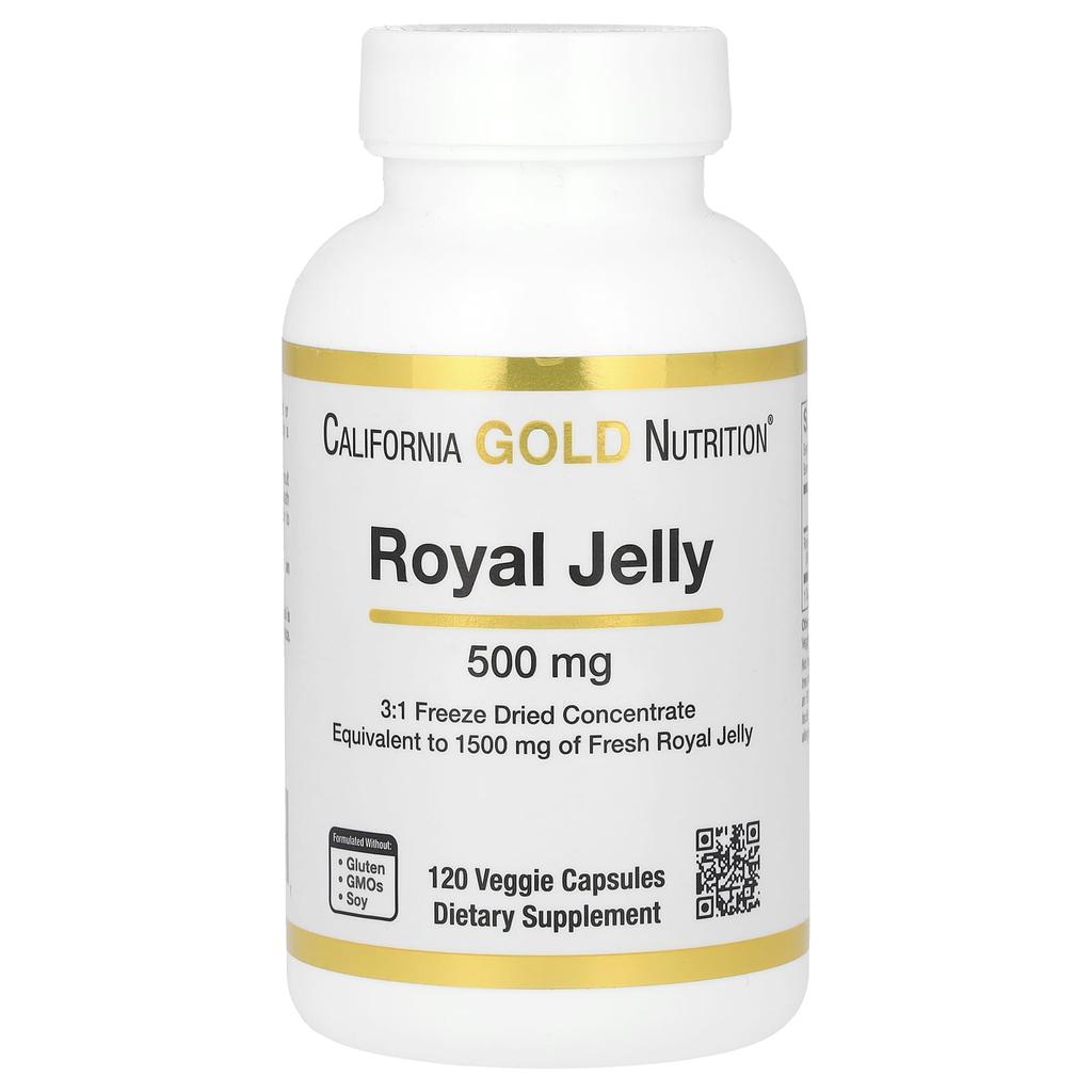 California Gold Nutrition Royal Jelly, Concentrated and Freeze-Dried, 500 Mg, 120 Veggie Capsules
