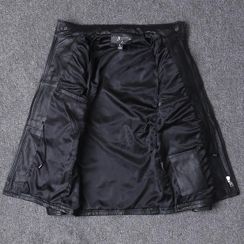 Genuine Leather Jacket for Men, First-layer Cowhide Jacket, Leather Windbreaker, Mid-length Motorcycle Leather Coat