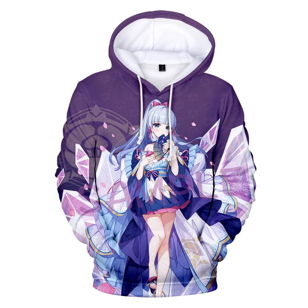 Классические толстовки с капюшоном Genshin Impact Kamisato Ayaka с 3D принтом, толстовки для мужчин и женщин, толстовки с длинными рукавами, пуловеры для взрослых и детей