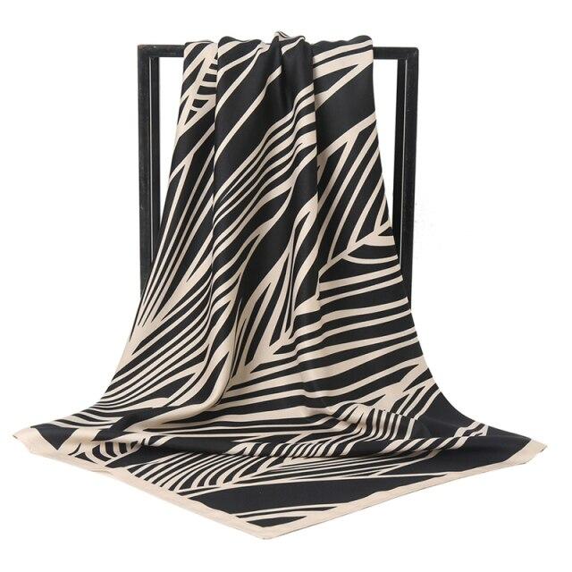 2021 Design Brand Women Square Silk Scarf Chain Print Head Scarfs Female Satin Hijab Scarves Shawl Wrap Lady Headband Foulard