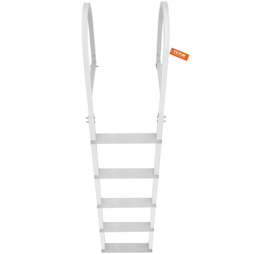 Dock Ladder, Removable 5 Steps, 500 lbs Load Capacity, Aluminum Alloy Pontoon Boat Ladder with 3.1'' Wide Step & Nonslip Rubber Mat, Easy to Install