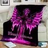 1PC Custom Name Pink Angel Wings Cross blanket versatile,all-season throw suitable for the living room,bedroom,camping,travel,and gift