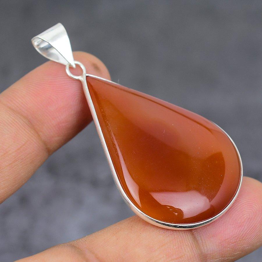 Подвеска из стерлингового серебра 925 пробы с натуральным камнем сердоликом 2,17 дюйма s9E80