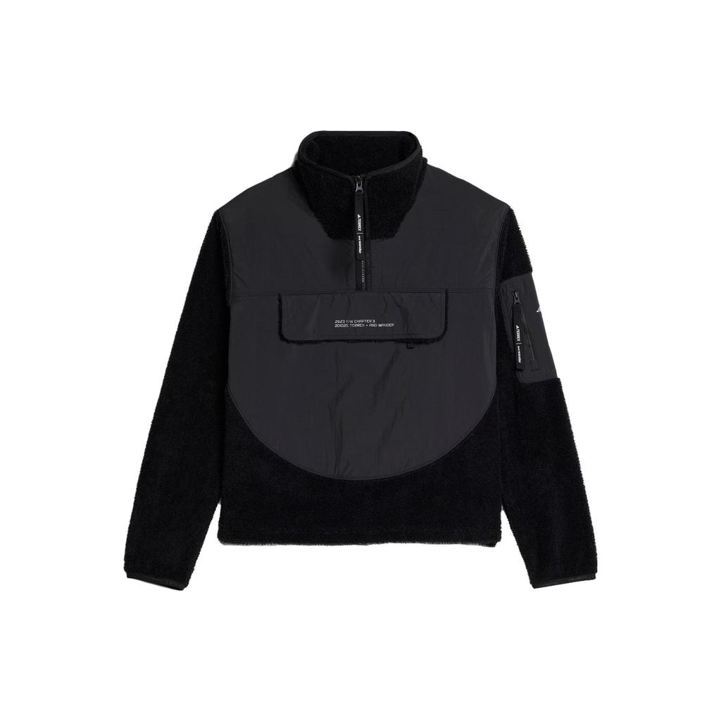 adidas Terrex X And Wander Collaboration FW23 Спортивная толстовка с круглым вырезом и застежкой-молнией на половину длины, женская толстовка, черный цвет IB4815