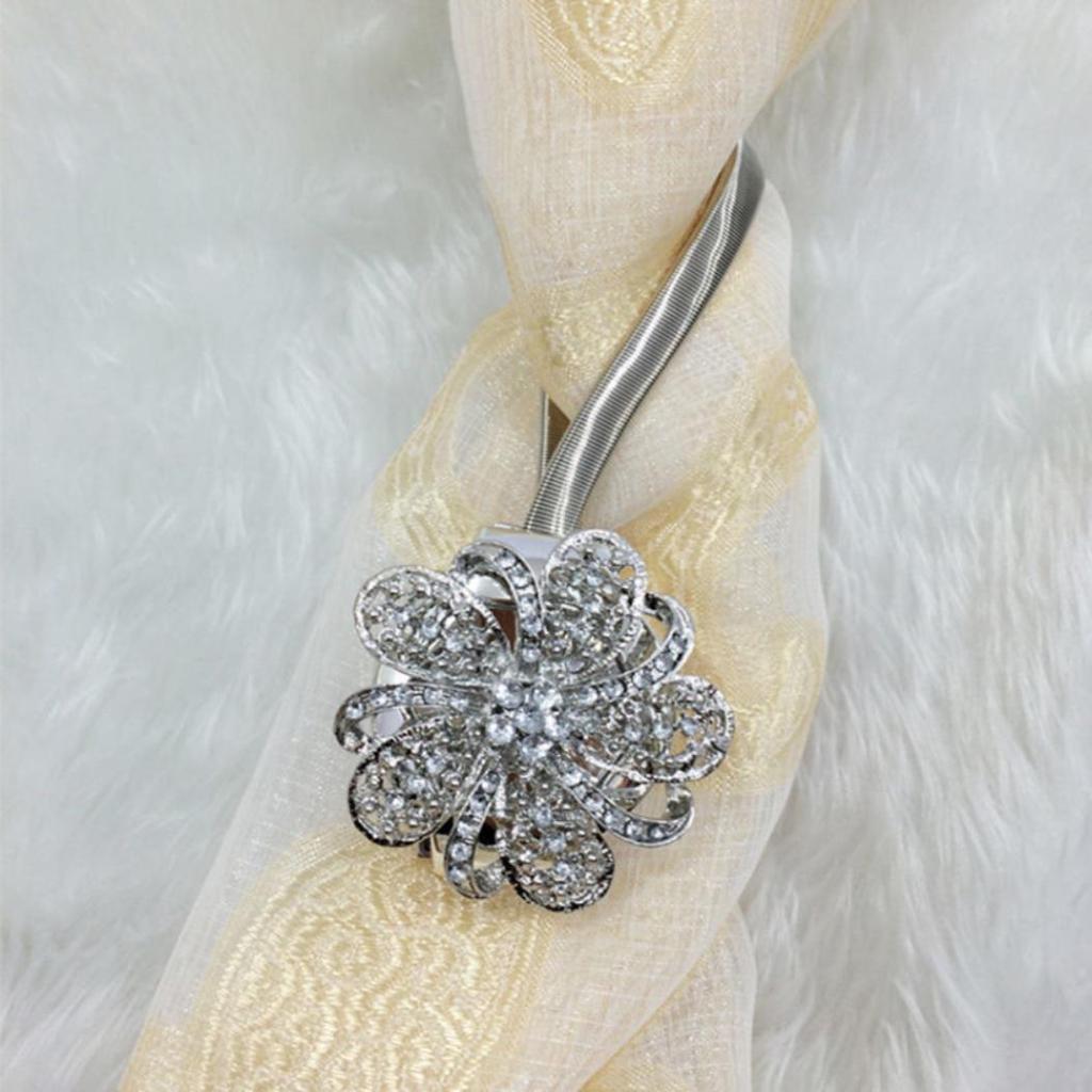 Мода Стразы Цветок Зажим для штор Подхваты Магнитные Подхваты Пружины KTY