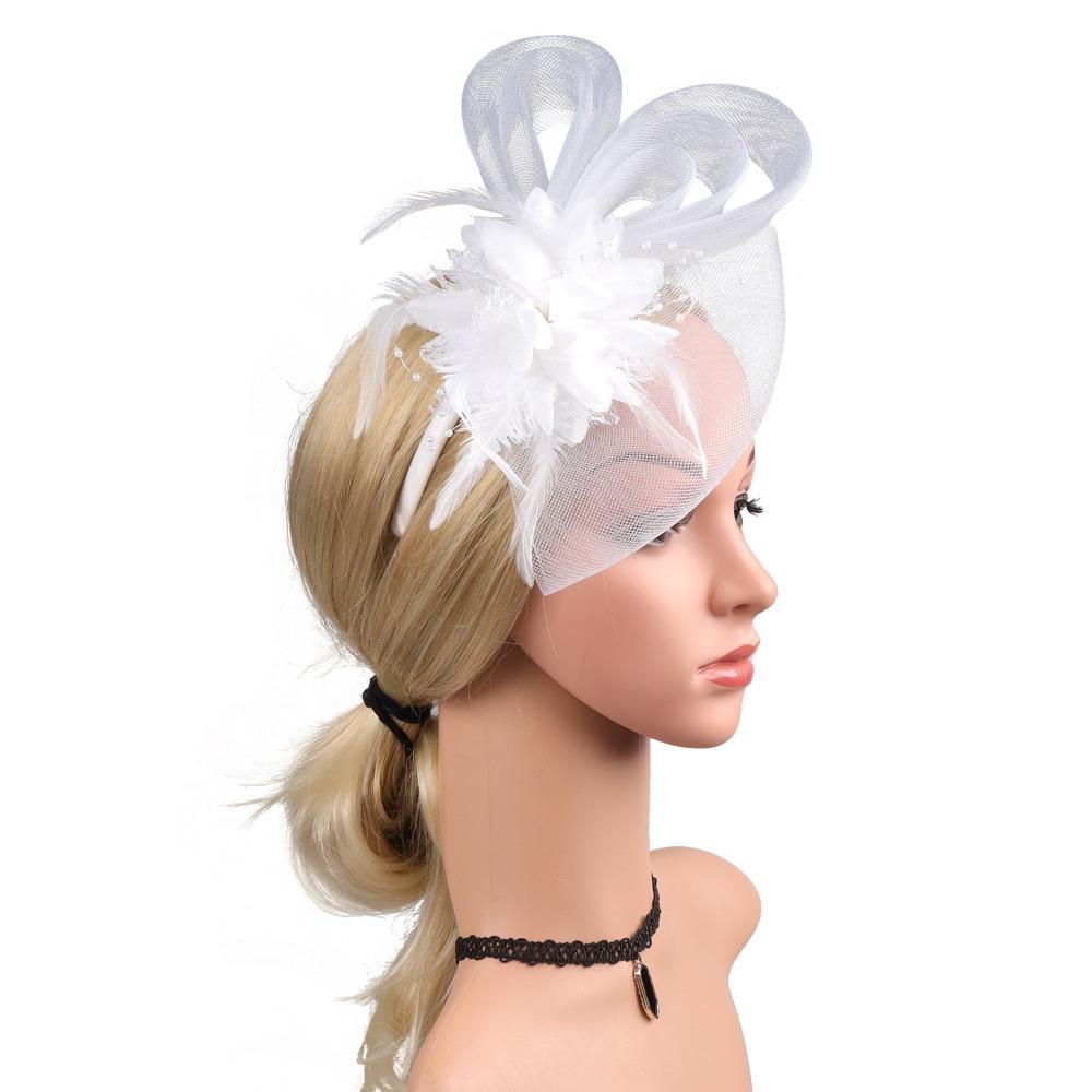 Luxury Fascinator Headdress British Retro Bridal Mesh Ribbons Cap Girls