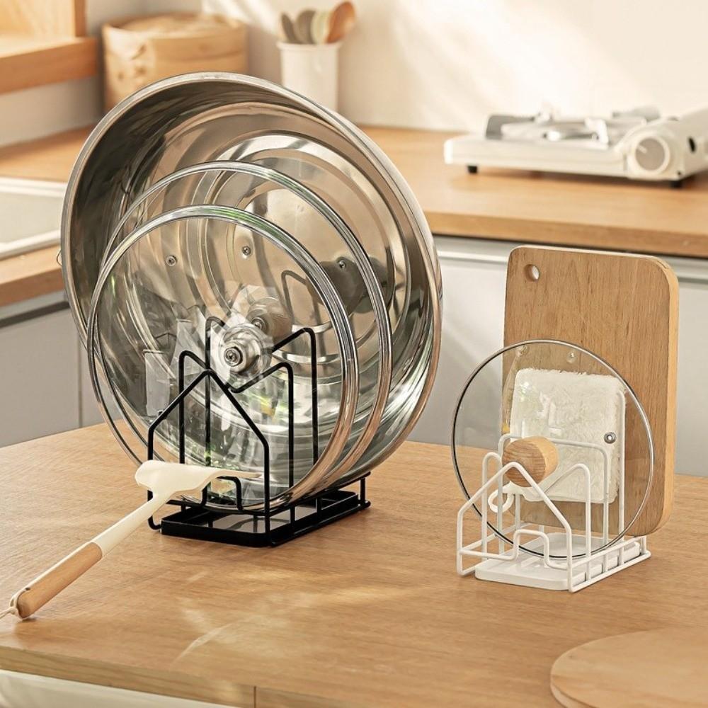 Multi Layer Kitchen Storage Rack Hollow Design Cutting Board Holder New Pan Lid Organizer  Kitchen