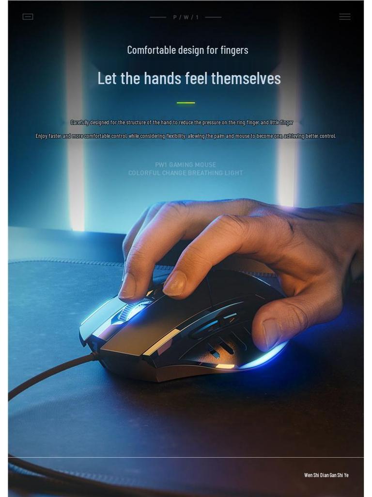 PW1 Silent Wired Gaming Mouse – Mechanical, Noiseless, for Boys & Girls, Compatible with Large Laptops & Office Computers