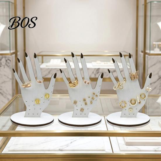 Bracelet And Earring Holder Hand Shape Ring Holder, 2D Wooden Jewelry Display Stand for Retro Rings Necklace, Minimalist Dresser Decor, Decorative