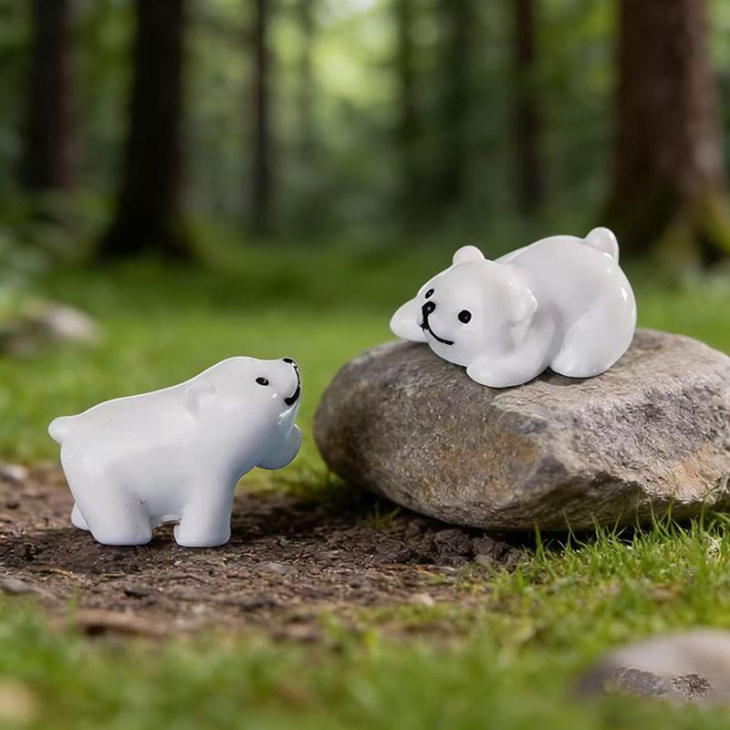 Mini Resin Polar Bear Ornaments 4pcs for Wholesome Creative Art and Decoration Projects