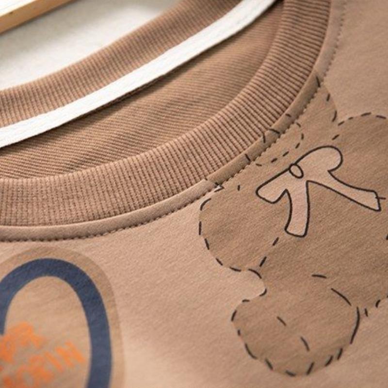 Small Bear Print Plus Size Women's Pullover Long Sleeved Spring and Autumn Loose Top