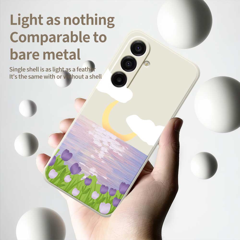 For Samsung Galaxy A17 5G Case Flowers and Sea Pattern Printing Straight Edge TPU Phone Back Cover