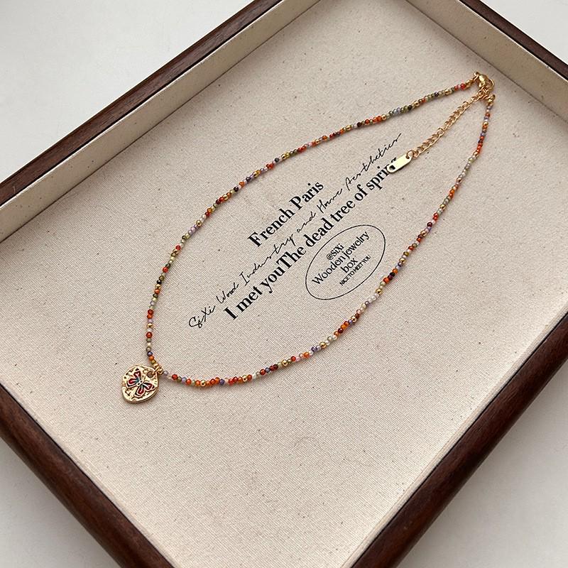 Ожерелье из натурального камня с бусинами для женщин - Роскошный чокер-цепочка на ключицу 2025