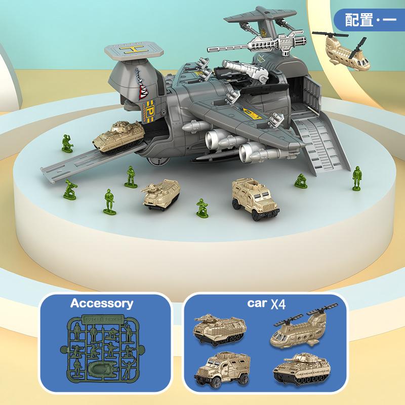 Children's Military Transformation Aircraft C17 Track Gliding Tank Can Store Transport Aircraft Boy Toy Birthday Gift