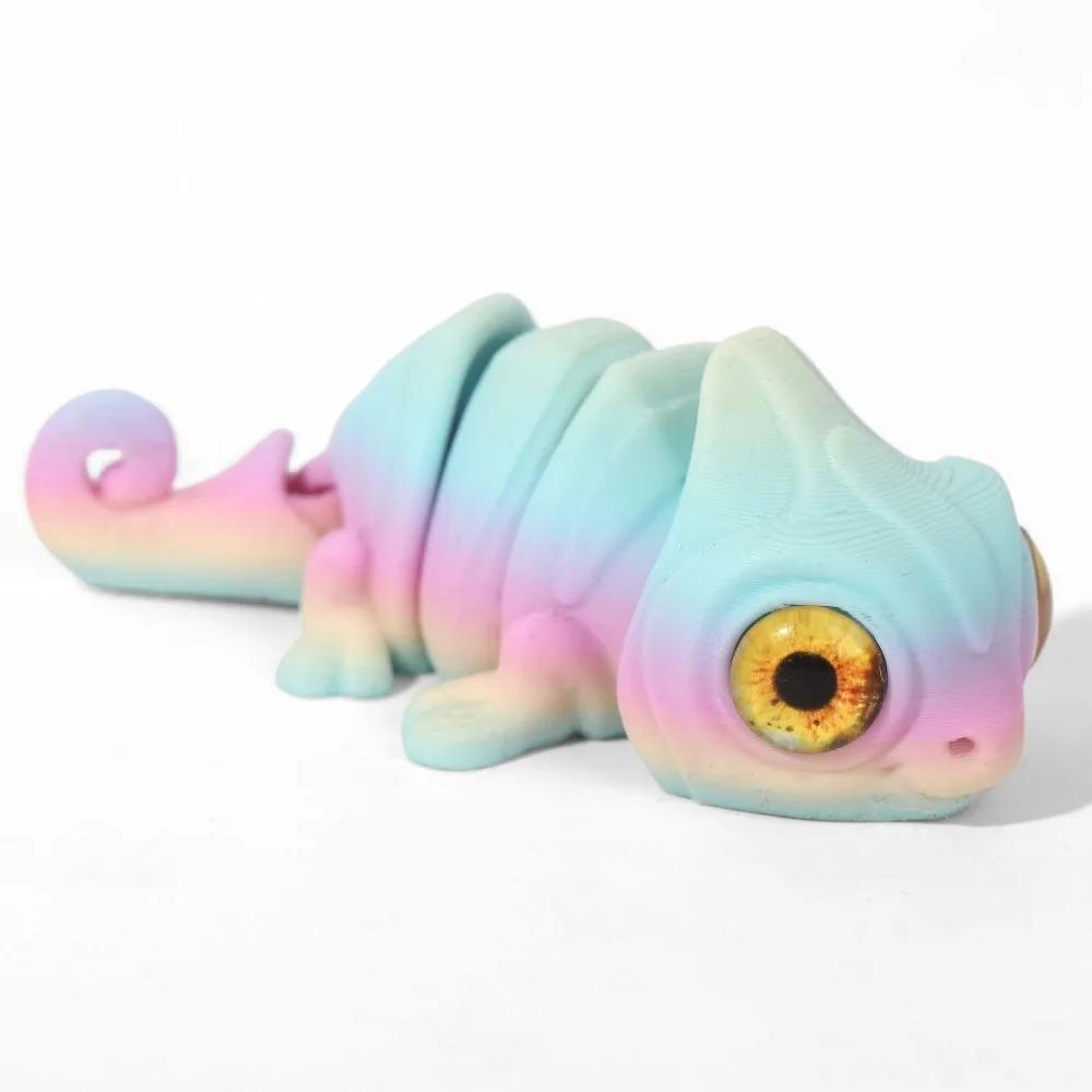 3D Printing Mini Chameleon Figures Multi-joint Movable Simulation Eyes for Home Accessories Kids Toy Gift Living Room Decoration