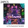 Bright Halloween Glow Disposable Party Supplies Set For 12 Featuring Paper Plates Cups Napkins And Tablecloth