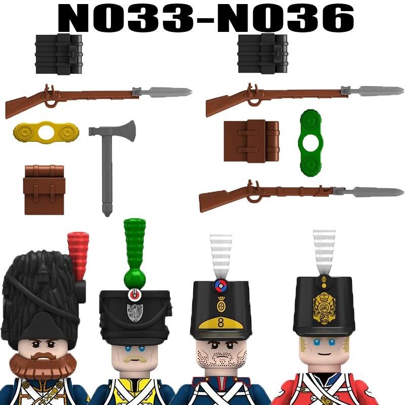 Napoleonic Wars Military Soldiers Building Blocks Medieval Army Figures Russian Ukraine Knights Infantry Weapon Bricks Kids Toys