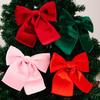 Christmas Tree Bow Pendant Velvet Bow Topper Wreaths Doors Decor Wire-Reinforced Edges Gift Bows Holiday Decoration