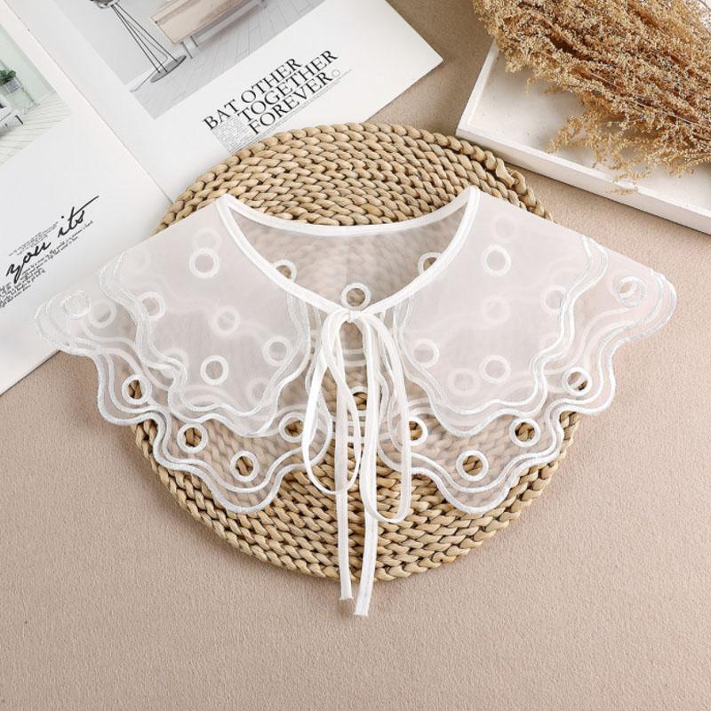 Lace Fake Collar Women Detachable Collars For Women False Collar Embroidery Floral Lolita Lapel Half Shirt Shawl Wrap Decoration