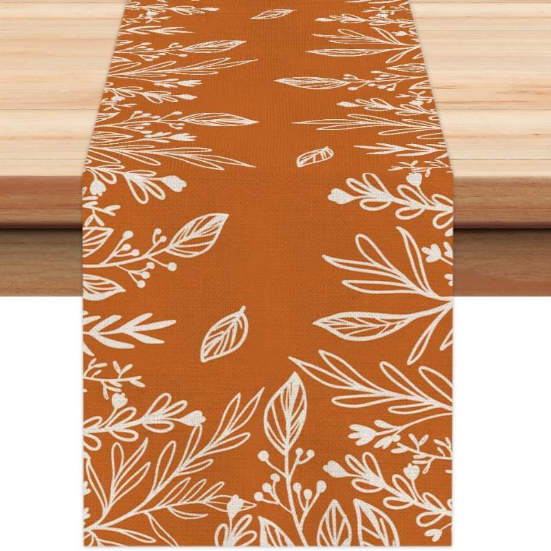 Осенний декор оранжевый обеденный стол бегун для стола стильный осенний праздник Дня благодарения интерьер фермерского дома ретро тематическая вечеринка ужин