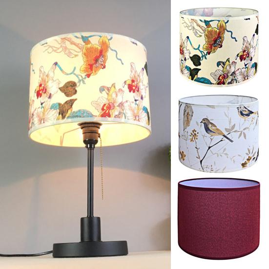 Drum Lampshade Floral Printed Lamp Shade Linen Handcrafted Rustic Lamp Shade for Table Lamps Floor Lamps Farmhouse Decoration
