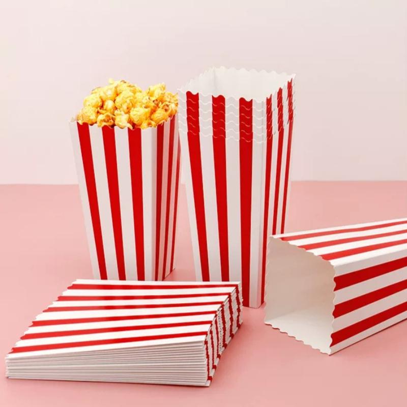 20/50pcs Popcorn Box Buckets Fries Cup Movie Night Kids Birthday Party Favors Snack Container Bag Wedding Christmas Supplies Party Decoration Props