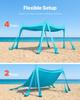 Beach Tent Sun Shelter, UPF50+ Sun Protection, 2 m Tall, 3x3 m, Easy Pop Up Beach Canopy with Sandbags, Stability Poles, Sand Shovels, Portable Shade