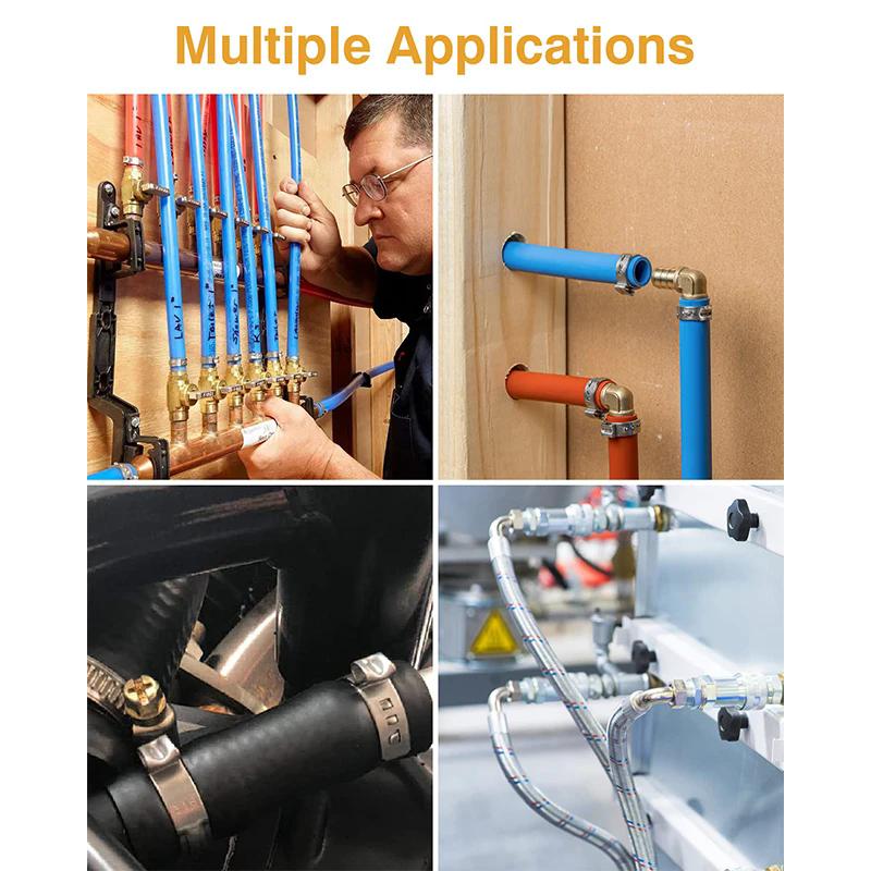 100 шт. 1/2 дюйма Бесступенчатые хомуты с одним ушком 304 Нержавеющая сталь PEX Хомут Обжимное кольцо Обжимной инструмент Бесступенчатый хомут