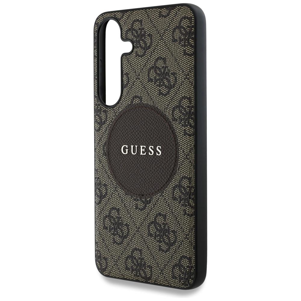 Чехол Guess 4G Round Patch Classic Logo MagSafe для Samsung Galaxy S25+ Коричневый
