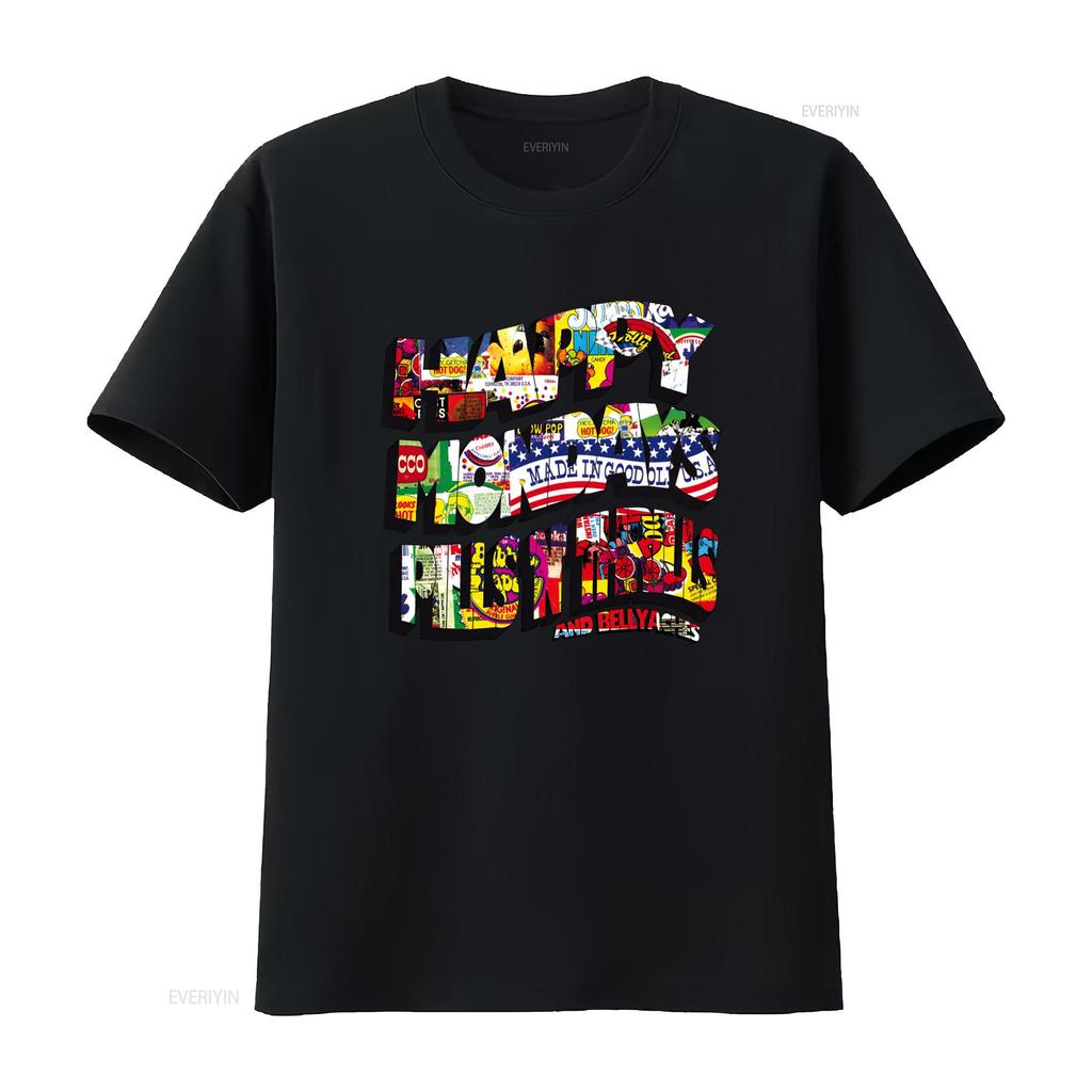 Happy Mondays PILLS N THRILLS Bellyaches Kinky Afro Loose Fit Step On Print T Shirt for USA Market vintage Washed
