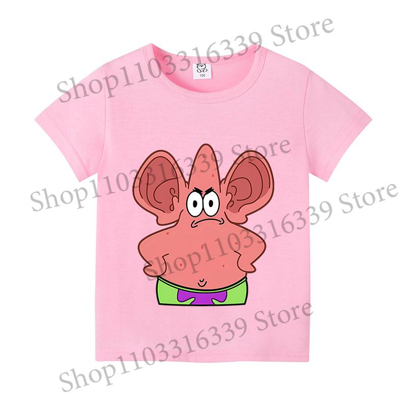SpongeBob SquarePants Children Short Sleeved Cartoon Anime T-shirt Birthday Tops Boy Girl Summer Fashion Tees Kids Clothes Gift