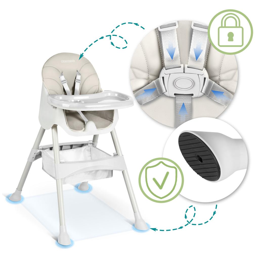 Milo High Chair With Table, Gray