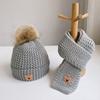 Kids Winter Hat Scarf Set Soft Knitted Warm Pom Pom Skull Cap And Neck Warmer Cold Weather Set for Boys Girls Toddlers