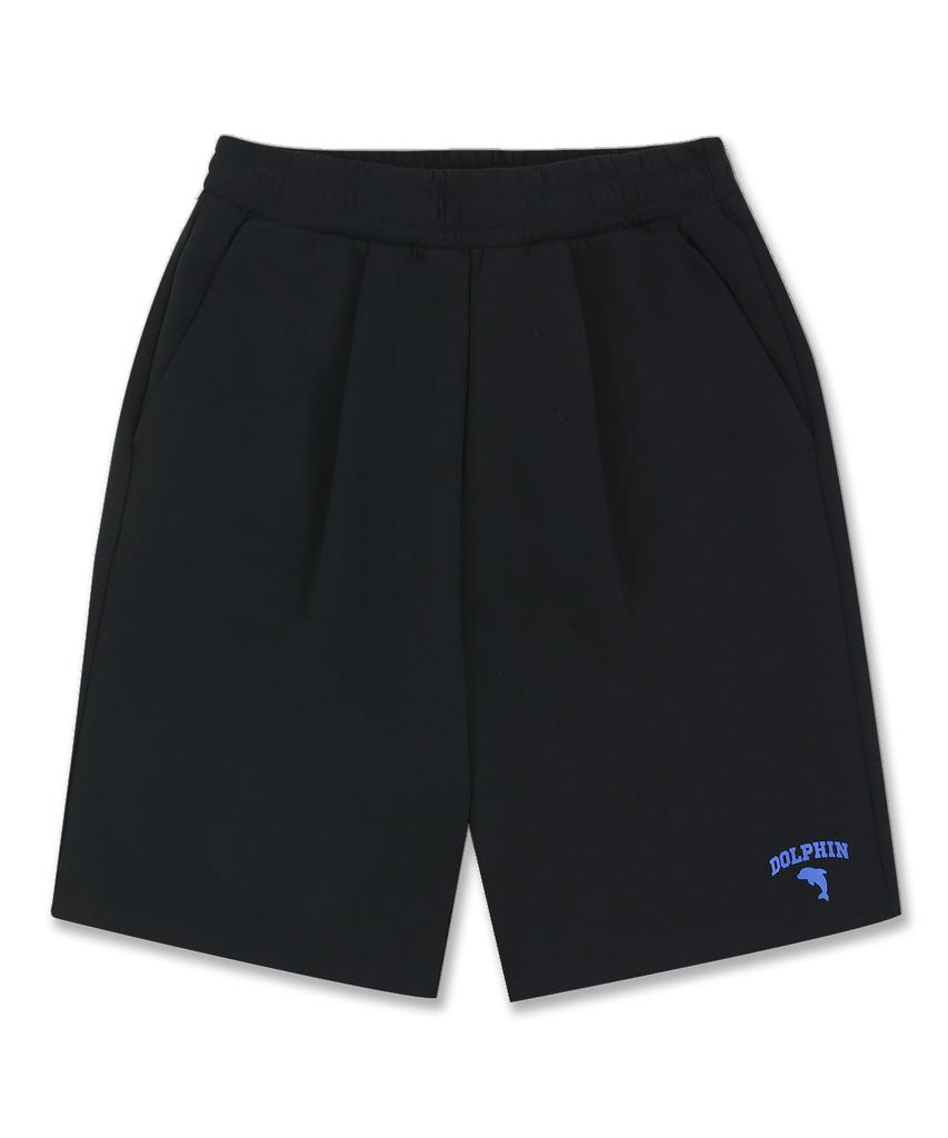 DOLPHIN WAVE APPAREL Черные шорты-бермуды с одним защипом и силиконовым принтом логотипа-арки